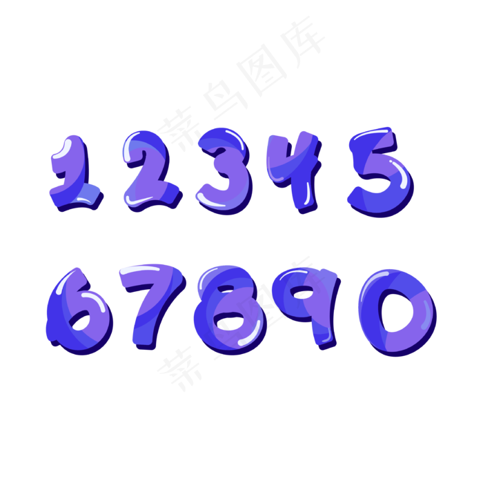 Q版糖果蓝色的字母