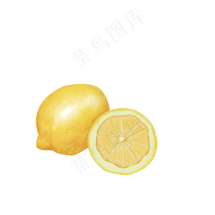 黄色切开的柠檬新鲜水果绿色食品,免抠元素(2000*2000px 300 dpi )psd模版下载