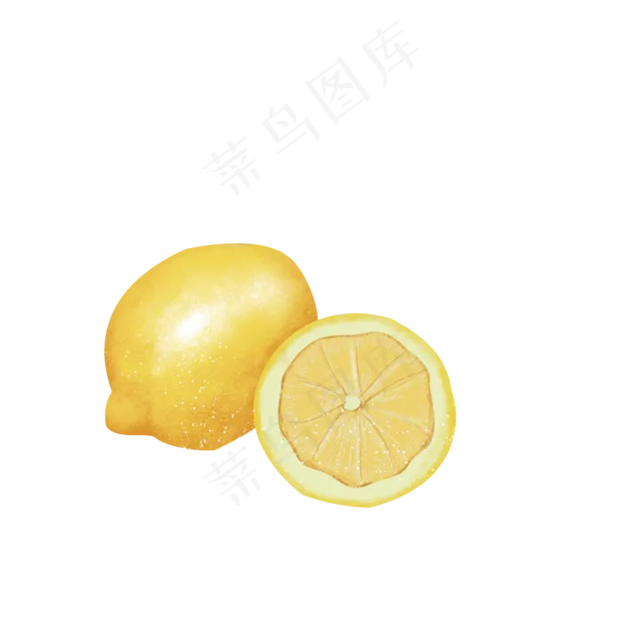 黄色切开的柠檬新鲜水果绿色食品,免抠元素(2000*2000px 300 dpi )psd模版下载