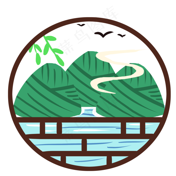 端午节绿色扁平风元素粽子背景