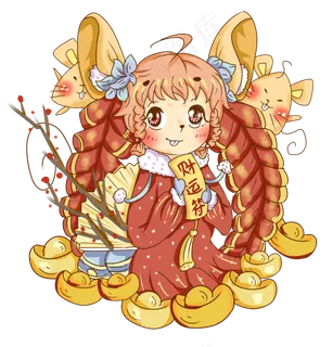 鼠年鼠妹送财运PNG,免抠元素