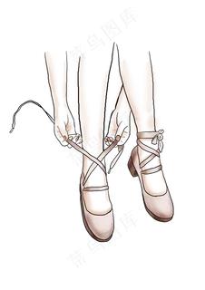 手绘粉色芭蕾舞蹈鞋,免抠元素