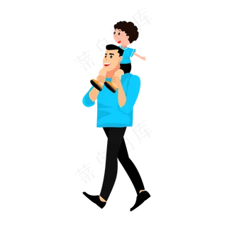 免扣卡通父亲小孩