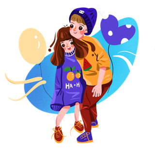 儿童节出去玩耍的哥哥妹妹