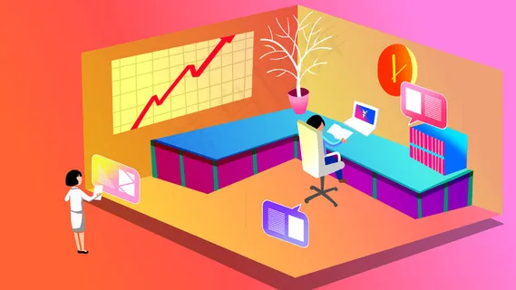 黄色系扁平风商务金融配图