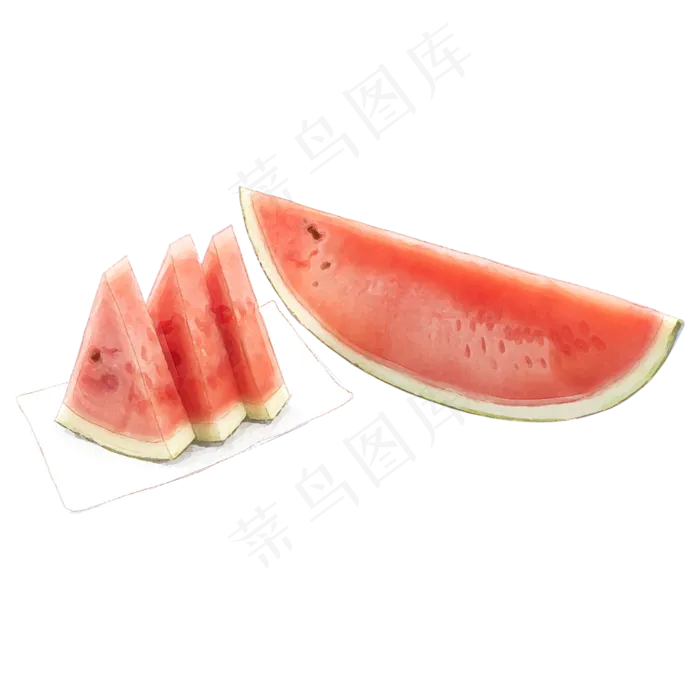 手绘夏季食物西瓜(1500X1500(DPI:72))psd模版下载