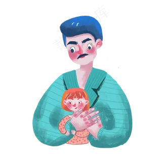 可爱手绘父亲抱孩子 可爱手绘父亲抱孩子