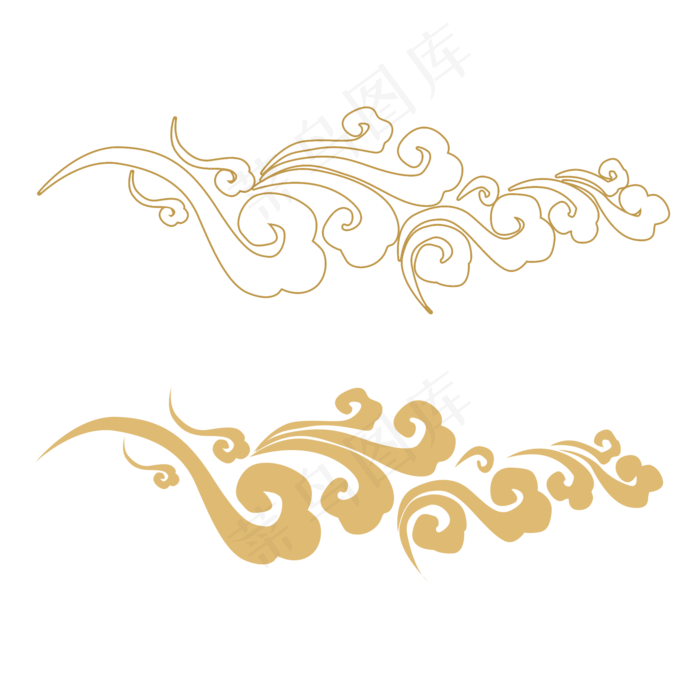 中秋节手绘卡通祥云纹一组,免抠元素