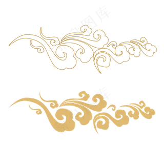 中秋节手绘卡通祥云纹一组,免抠元素