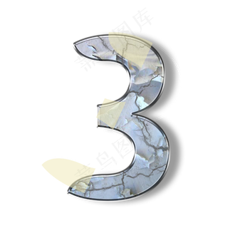 破旧裂纹墙壁PSD数字3