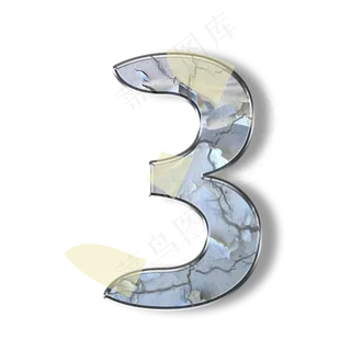 破旧裂纹墙壁PSD数字3