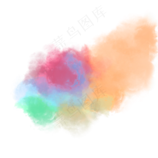 彩色云状烟雾免抠