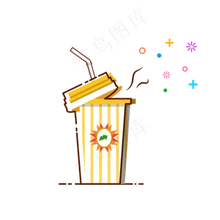 手绘矢量MBE风格的飘香奶茶,免抠元素