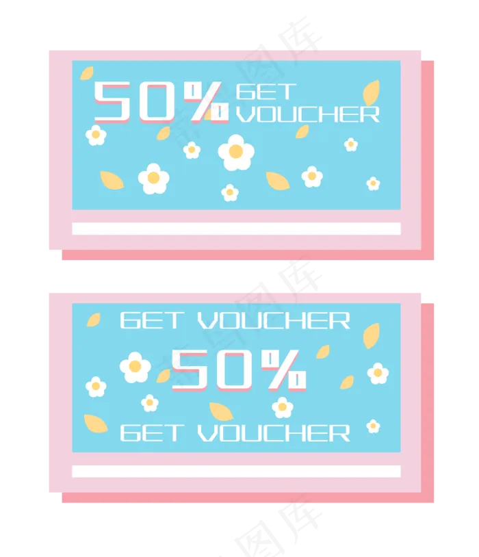 蓝色半价优惠券插图(2203*2561px 300 dpi )ai矢量模版下载