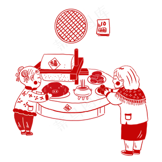 中国传统节日鼠年过年习俗大年初,免抠元素