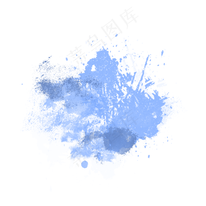 蓝色水墨喷绘png图