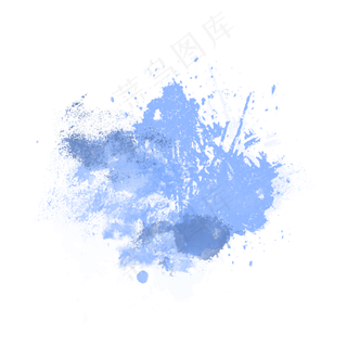 蓝色水墨喷绘png图