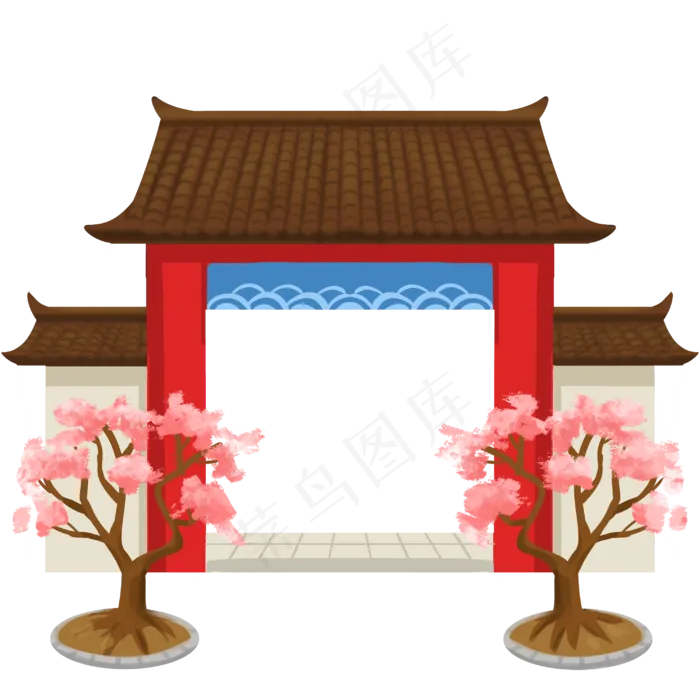 古建筑大门(3000X3000(DPI:300))psd模版下载