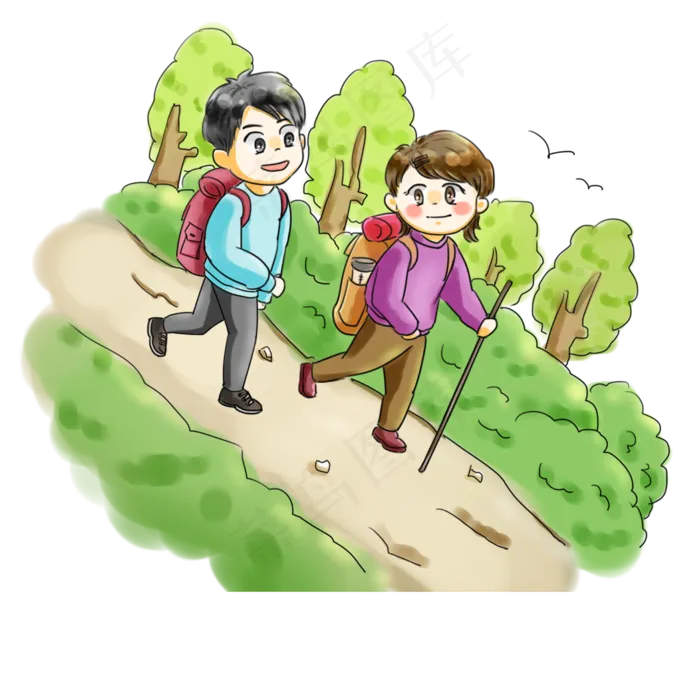 步行日亲子旅游卡通手绘Q版可爱(2000X2000(DPI:300))psd模版下载