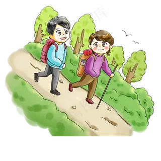 步行日亲子旅游卡通手绘Q版可爱
