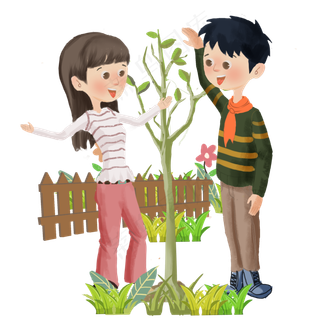 植树节比身高的小孩,免抠元素
