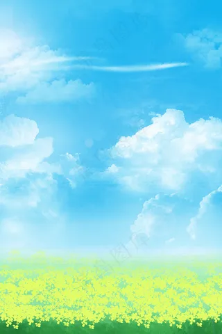 春天的蓝天白云风景图