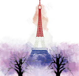 水彩埃菲尔铁塔
