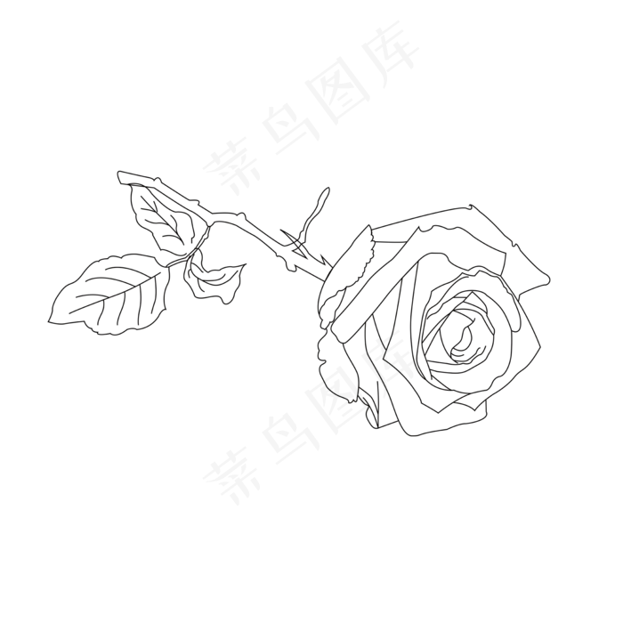 七夕情人节玫瑰简笔花朵简约ai矢量模版下载