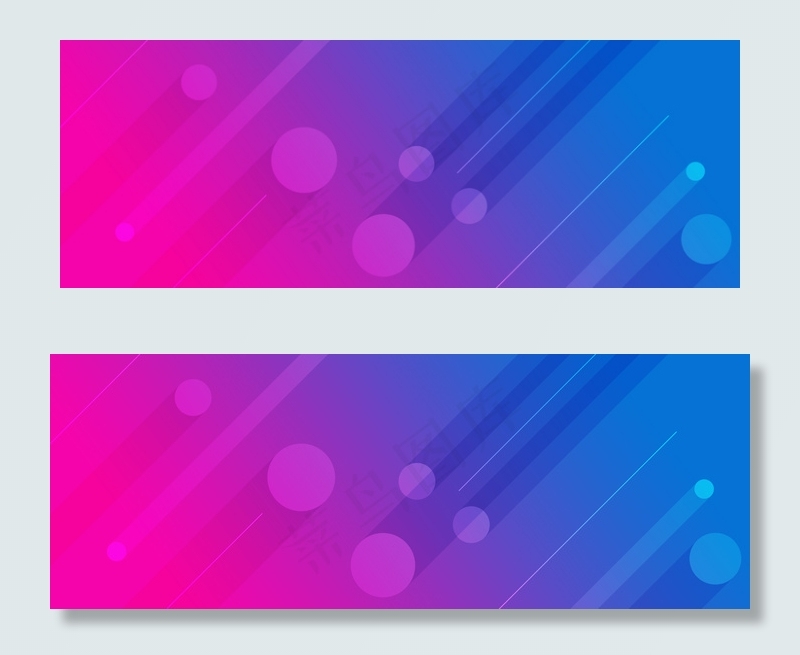 蓝色玫红色渐变几何扁平化banner背景