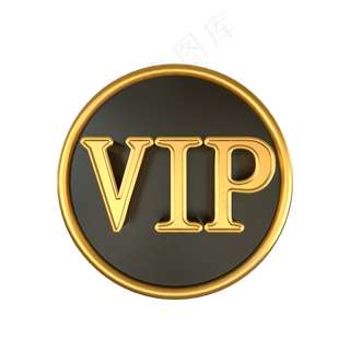 C4D黑金立体VIP元素,免抠元素