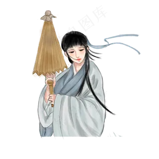 雨水古风撑伞少女PNG素材,免抠元素 雨水古风撑伞少女PNG素材,免抠元素