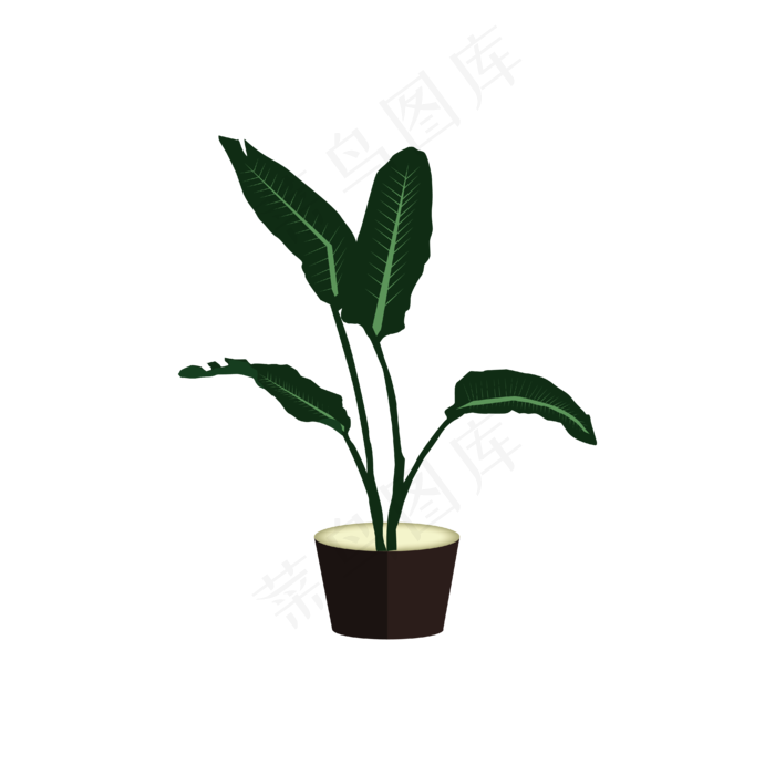 矢量绿色植物盆栽(2000X2000(DPI:300))ai矢量模版下载