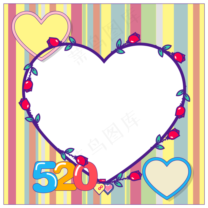 520爱心头像边框(2000*2000px 300 dpi )ai矢量模版下载