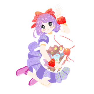 儿童节女孩糖果素材