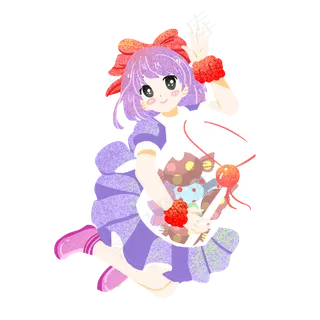 儿童节女孩糖果素材