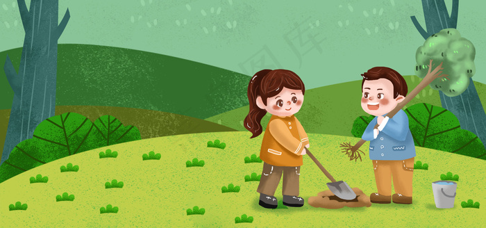 可爱植树节背景海报背景图片素材