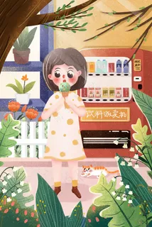 小清新夏天女孩吃棒冰