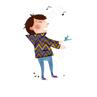 六一儿童节儿童形象唱歌男孩,免抠元素