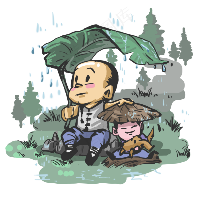 清明节古装牧童避春雨,免抠元素