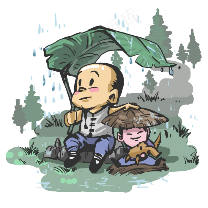 清明节古装牧童避春雨,免抠元素(3000X3000(DPI:300))psd模版下载