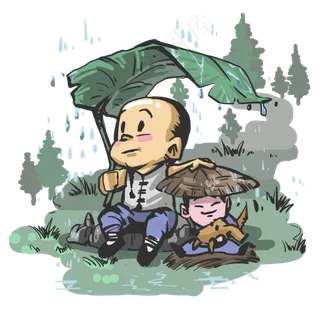 清明节古装牧童避春雨,免抠元素