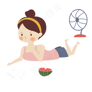 夏至吹着风扇一边看书一边吃西瓜