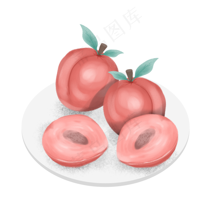 盘子里的红色水蜜桃