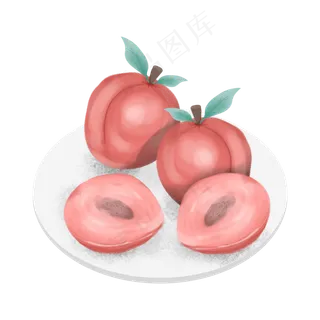 盘子里的红色水蜜桃