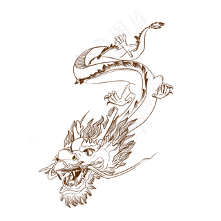 可爱卡通商用龙白描,免抠元素