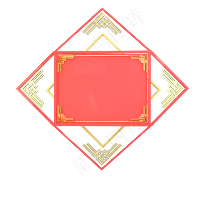 红色中国风电商舞台标题,免抠元素(2000X2000(DPI:72))psd模版下载