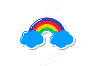 八十年代波普艺术卡通彩虹贴纸,免抠元素