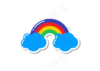 八十年代波普艺术卡通彩虹贴纸,免抠元素