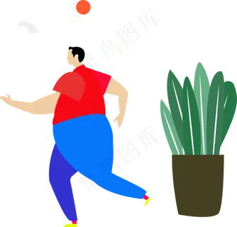 扁平化奔跑人物矢量图,免抠元素