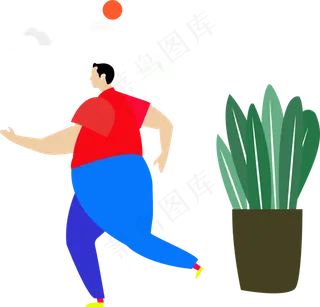 扁平化奔跑人物矢量图,免抠元素